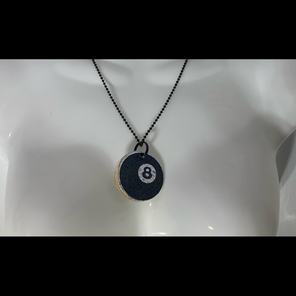 Vintage Pog Necklace Eight Ball On Chain